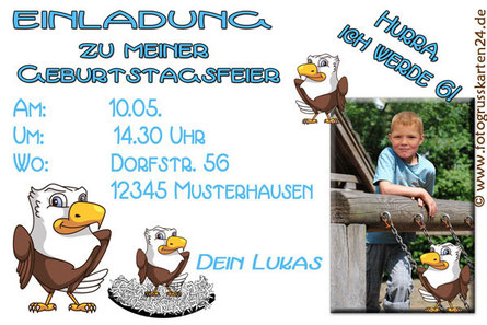 Einladungskarte Kindergeburtstag Adler