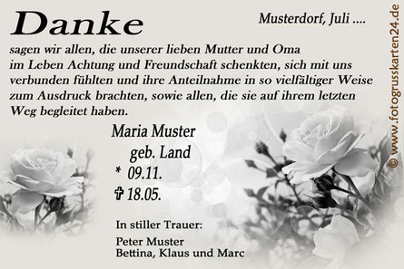 Beerdigungskarten Dankeskarten