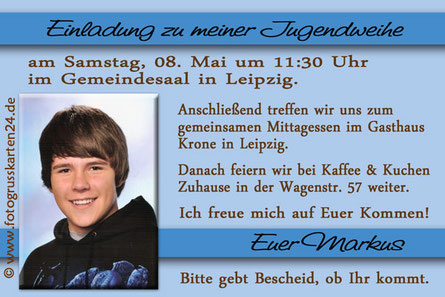 Einladungen Jugendweihe Mit Ihren Fotos Wunschtext Gestaltet