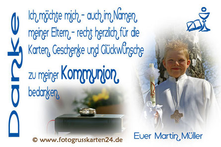 Dankeskarten Kommunion Mit Ihren Fotos Wunschtext Gestaltet
