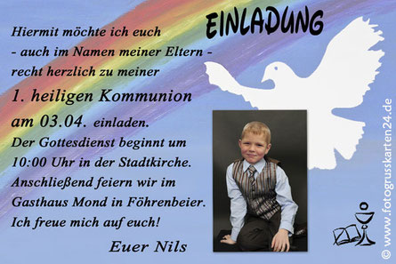 Einladungen Kommunion Mit Ihren Fotos Wunschtext Gestaltet