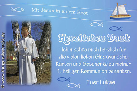 Dankeskarten Kommunion Mit Ihren Fotos Wunschtext Gestaltet