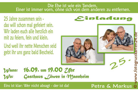 Einladungen Silberhochzeit Mit Ihren Fotos Wunschtext Gestaltet