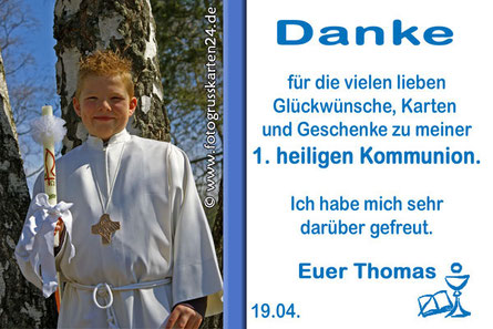 Dankeskarten Kommunion Mit Ihren Fotos Wunschtext Gestaltet