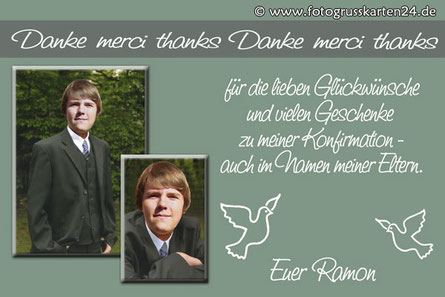 Dankeskarten Konfirmation Mit Ihren Fotos Wunschtext Gestaltet
