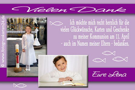 Dankeskarten Kommunion Mit Ihren Fotos Wunschtext Gestaltet