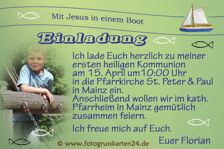 Einladungen Kommunion Mit Ihren Fotos Wunschtext Gestaltet