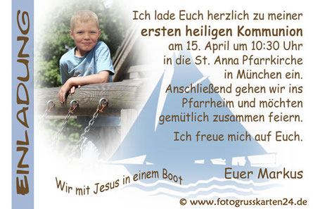 Einladungen Kommunion Mit Ihren Fotos Wunschtext Gestaltet