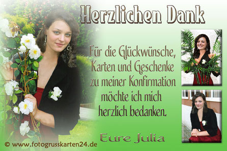 Dankeskarten Konfirmation Mit Ihren Fotos Wunschtext Gestaltet