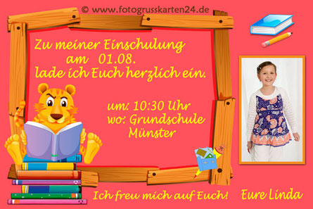 Einladung Einschulung Tiere Mit Ihren Fotos Wunschtext Gestaltet