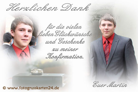Dankeskarten Konfirmation Mit Ihren Fotos Wunschtext Gestaltet