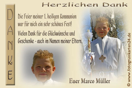Dankeskarten Kommunion Mit Ihren Fotos Wunschtext Gestaltet