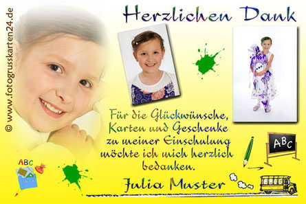Dankeskarten Einschulung Mit Ihren Fotos Wunschtext Gestaltet
