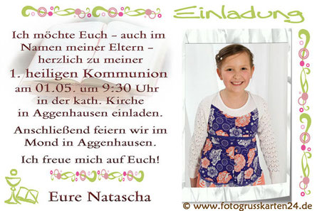 Einladungen Kommunion Mit Ihren Fotos Wunschtext Gestaltet