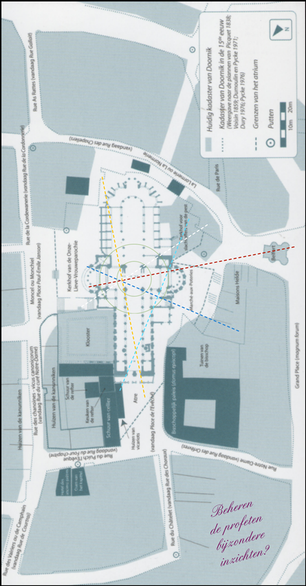 Plan van de ONZE-LIEVE-VROUWE KATHEDRAAL VAN DOORNIK (Mariage, F., 2014) met door mij ingetekende energielijnen.