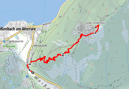 Route von Weißenbach am Attersee auf den Großen Schoberstein