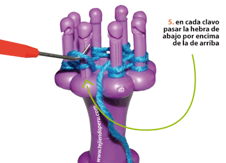 Cómo tejer cordones en telar circular de 3 a más clavos