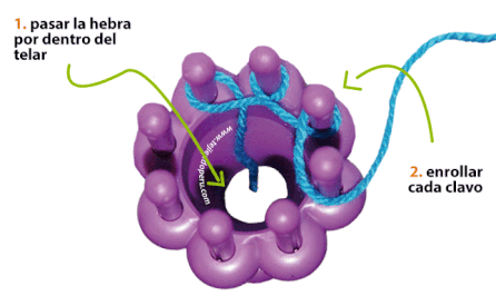 Cómo tejer cordones en telar circular de 3 a más clavos