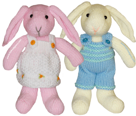 conejos tejido en dos agujas o palillos - knitted rabbit (bunny)