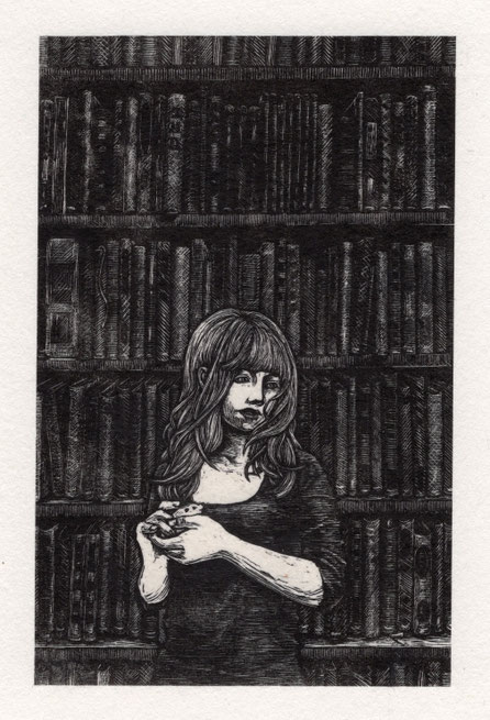 書庫/木口木版/11.3×7.4cm/シート価格￥11,000(税込み)/ 額装込み￥14,800(税込み)