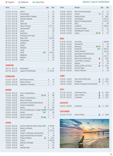 Alle Bus-Schiff-Flug-Reiseziele bis September...