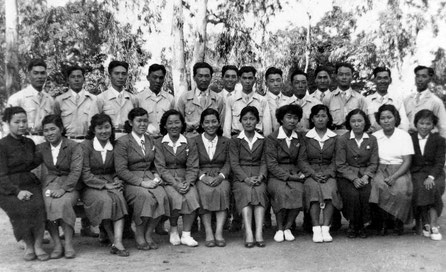 戦後に設立された男子青年団及び女子青年団。写真は発足後しばらくしてからのものと思われる。