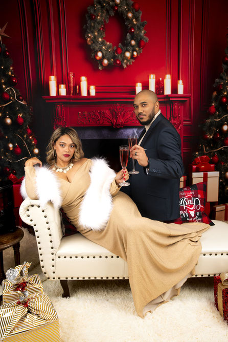 kerstfotoshoot van koppel