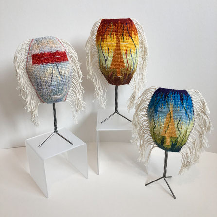 Pulled warp and shaped tapestry masks