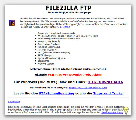 FileZilla downloaden FTP Programm