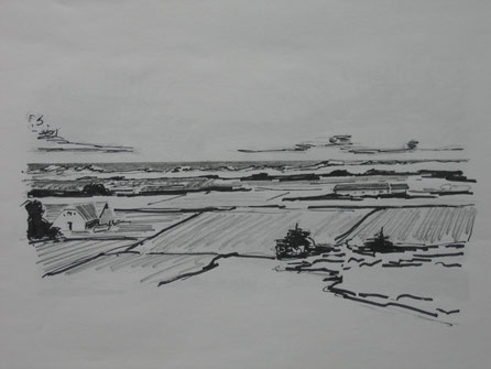 drawing of danish landscape