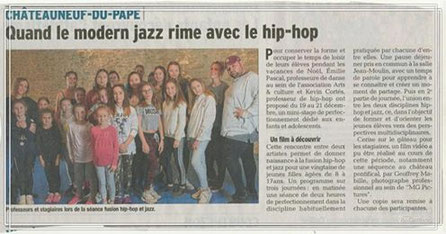 Hip Hop /Jazz/cours de danse et stage/chateauneuf du pape