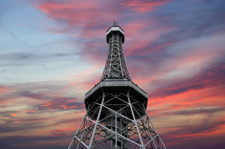 Best things to do in Prague - Copyright Petrin Lookout Tower (1892), resembling Eiffel tower, Petrin Hill Park, Prague, Czech Republic Copyright VLADJ55