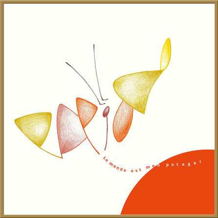 Papillon - Tirage d'art - Crayons couleur et ordinateur - 50cm x 50cm-2022