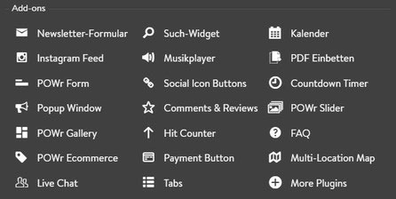 Screenshot Jimdo Creator Add-ons