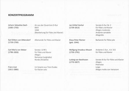 Konzertprogramm "Herbstliches Serenadenkonzert" コンサート・プログラム「秋のセレナーデ・コンサート」