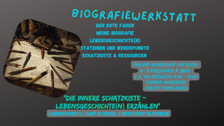 Die Biografie–Werkstatt bringt Menschen zusammen, die Lust haben, zu schreiben und über ihr Leben und die verschiedenen Stationen zu erzählen!