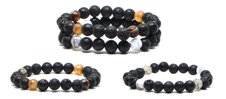 Duo de bracelet en pierre de lave et agate