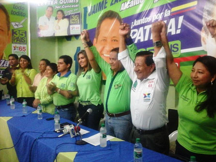 Candidatos de Jipijapa por la alianza País - Unidad Primero para las elecciones de mandatarios seccionales el domingo 23 de febrero de 2014.