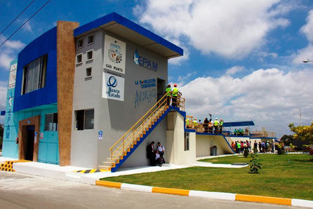 Vista externa de la nueva planta potabilizadora de agua para la ciudad de Manta, Ecuador.