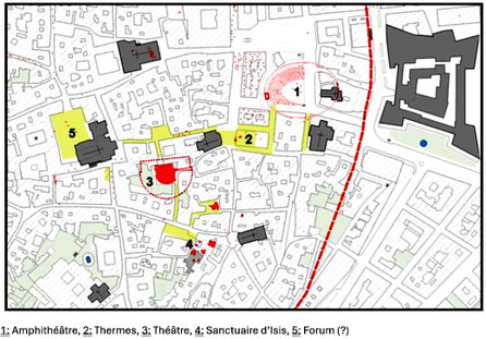 Lecce - Amphithéâtre : Plan d'ensemble de la zone de fouilles