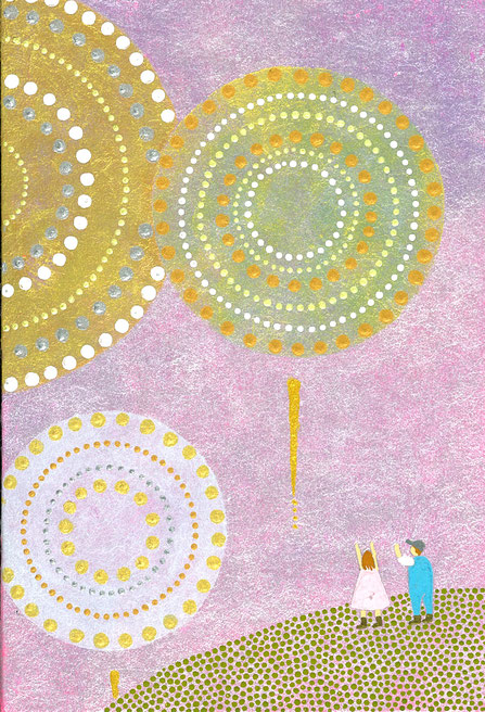 「３年ぶり！」  アクリル画 /147×100mm/￥49,500(税込)