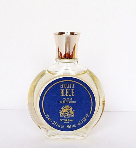 D'ORSAY - ETIQUETTE BLEUE : FLACON 1ère TAILLE OU MINIATURE - COLOGNE DOUBLE EXTRAIT 20 ML - SANS BOÎTE