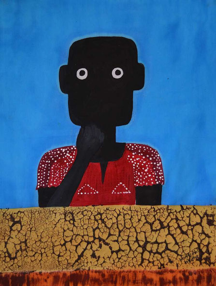 NALA at the Border by Nonhlanhla Mathe, Bulawayo / Zimbabwe, Textile paint on Fabric