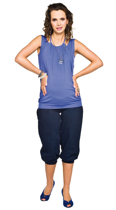 blue sleeveless maternity top 