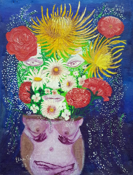 Flores para ti. Oleo sobre tela, 40 x 30 cm. 1989.