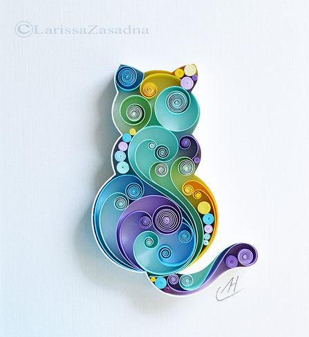 quilling , art, paper art, quilling paper art, quilling art, quilling cat, happy art, cat, paper,  quilling wall art, artwork, квиллинг, Larissa Zasadna, Лариса Засадная, Квиллинг бумага