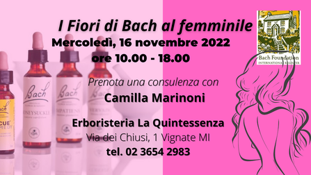 Prenota una consulenze fiori di Bach presso Erboristeria La Quintessenza Via dei Chiusi, 1 Vignate MI tel. 02 3654 2983