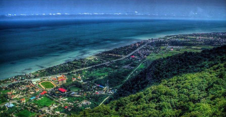 Kaspische Zee, strandvakantie, Ramsar, toeristische stad in het noorden van Iran,