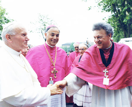 Johannes Paul II, Bischof Reinhard Lettmann und Walter Böcker