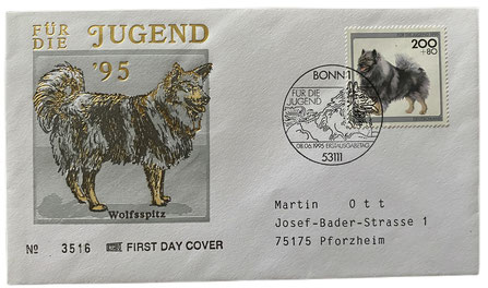 Für die Jugend 1995 Wolfsspitz Sonderpostwertzeichen Briefmarke